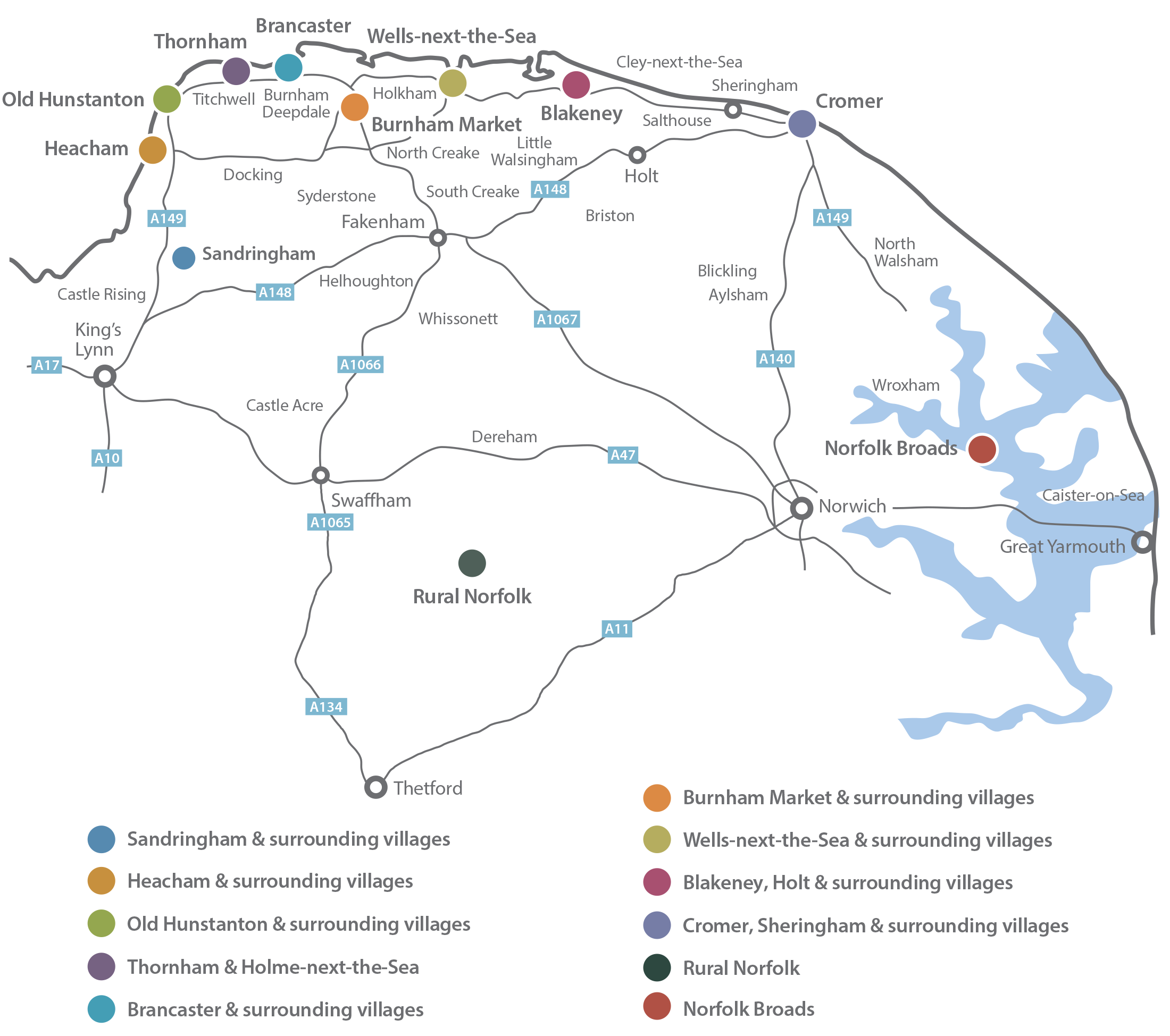 Map of the North Norfolk coast